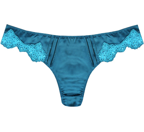 TLOpulent Lace Brief in Peacock Blue - product - front- Beautifully Undressed 