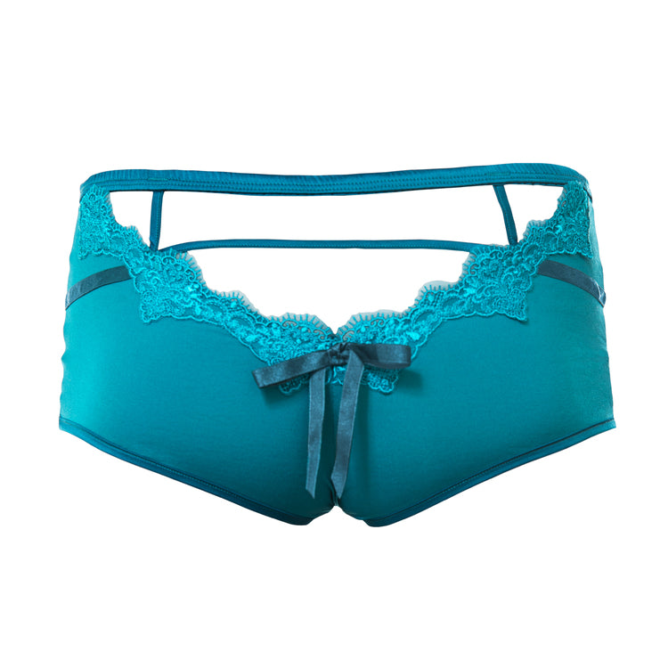 TLOpulent Lace Short in Peacock Blue - product - back- Beautifully Undressed 