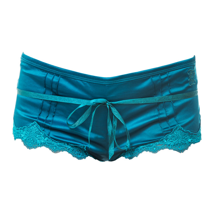 TLOpulent Lace Short in Peacock Blue - product - front- Beautifully Undressed
