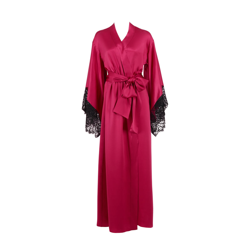 Emma Harris Renée Raspberry Long Robe - Product - Front - Beautifully Undressed 