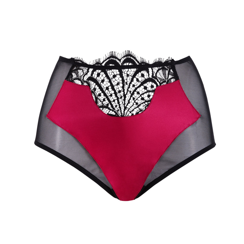 Emma Harris Renée Raspberry High Waisted Brief - Product shot Front - Beautifully Undressed