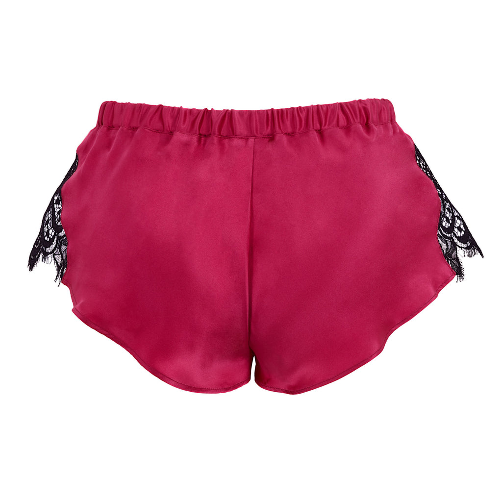 Emma Harris Renée Raspberry Flared Shorts - Product Shot - back - Beautifully Undressed