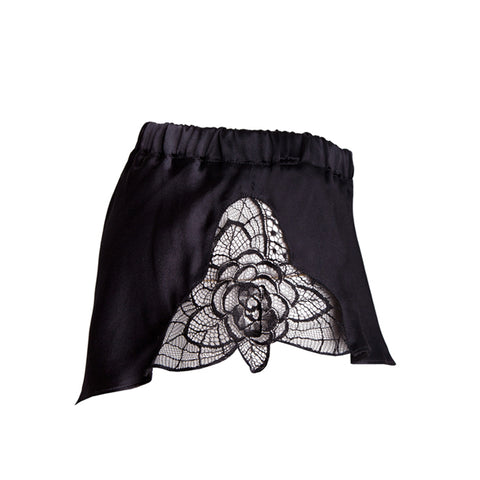 Emma HarrisTiffany Black Flared Shorts - Product shot - Side - Beautifully Undressed
